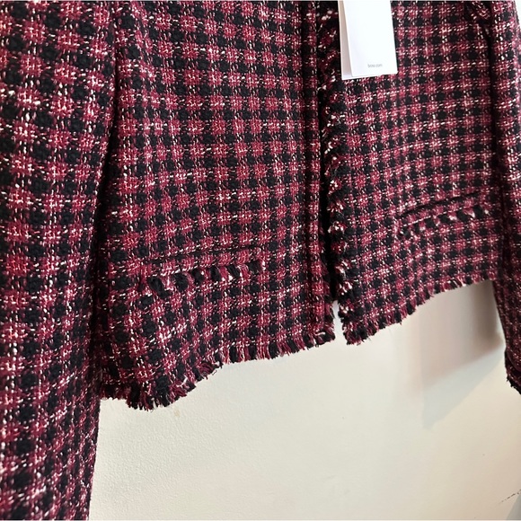 New Hugo Boss Johella Modern Tweed Cotton Blend Jacket. Red. Size 4 - Picture 13 of 15